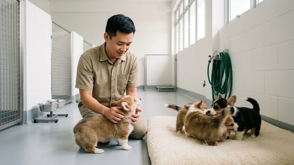 Puppies at an AVS-licensed farm in Singapore