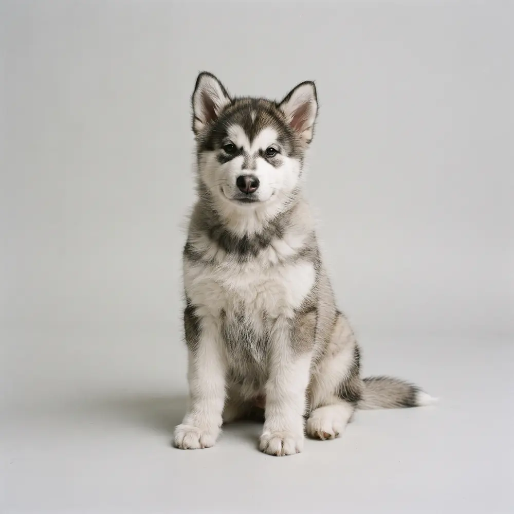 Illustration of a Alaskan Malamute: the breed standard colour coat. Not a photograph of a puppy for sale.