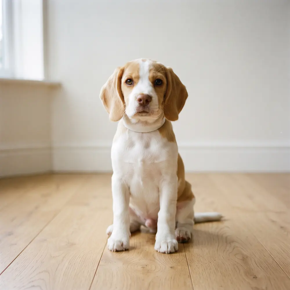 Illustration of a Beagle: lemon & white coat. Not a photograph of a puppy for sale.