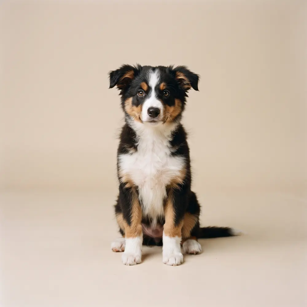 Illustration of a Border Collie: tri-colour coat. Not a photograph of a puppy for sale.