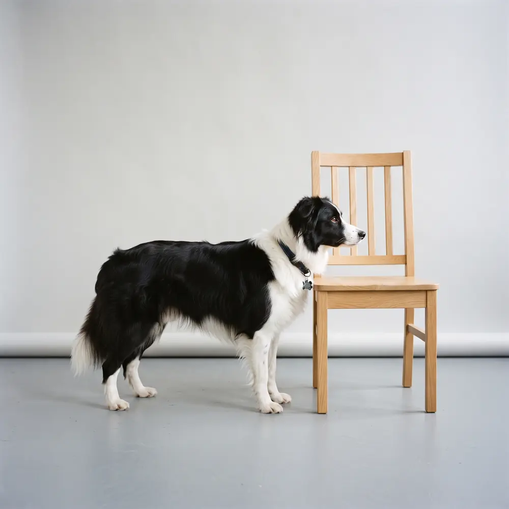 Illustration of a Border Collie: grown, about 14–20 kg. Not a photograph of a puppy for sale.