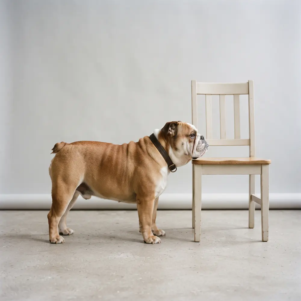 Illustration of a British Bulldog: grown, about 18–25 kg. Not a photograph of a puppy for sale.