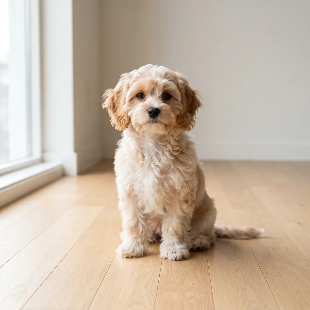Illustration of a Cavachon: the breed standard colour coat. Not a photograph of a puppy for sale.