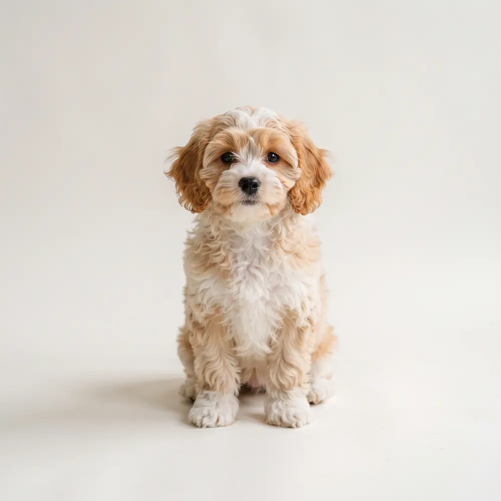 Illustration of a Cavachon: the breed standard colour coat. Not a photograph of a puppy for sale.