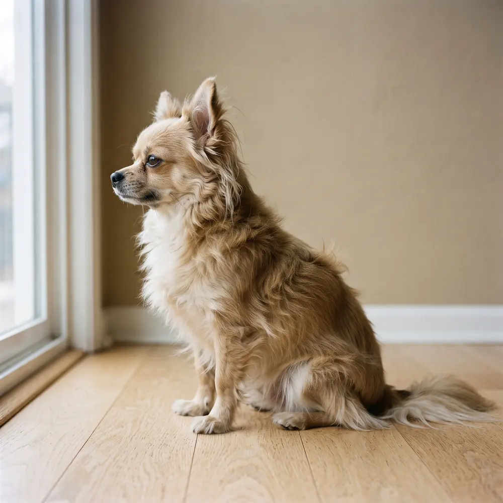 Illustration of a Chihuahua: the coat between grooms. Not a photograph of a puppy for sale.
