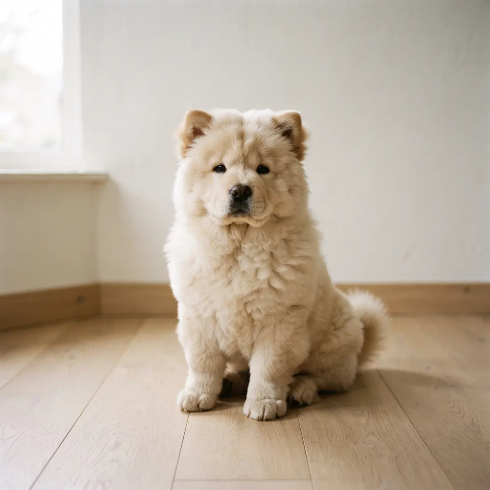 Illustration of a Chow Chow: cream coat. Not a photograph of a puppy for sale.