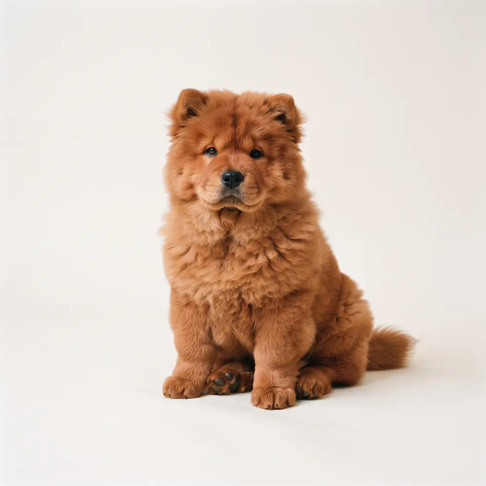 Illustration of a Chow Chow: red coat. Not a photograph of a puppy for sale.