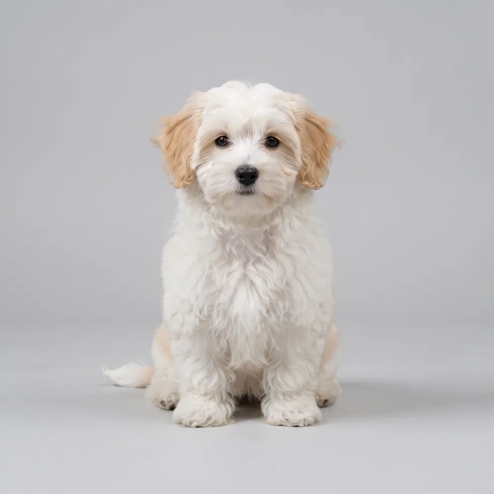 Illustration of a Coton de Tulear: the breed standard colour coat. Not a photograph of a puppy for sale.