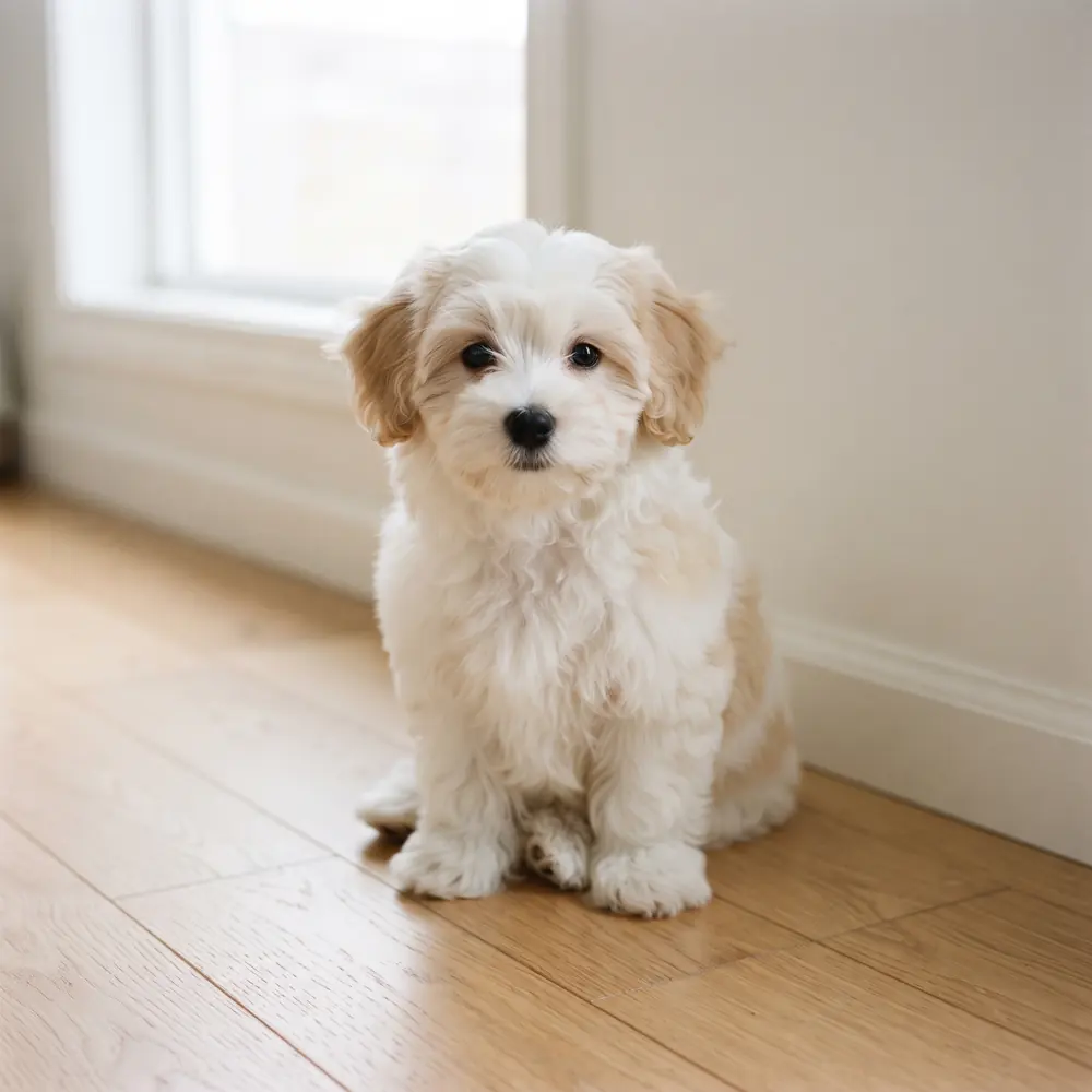 Illustration of a Coton de Tulear: the breed standard colour coat. Not a photograph of a puppy for sale.