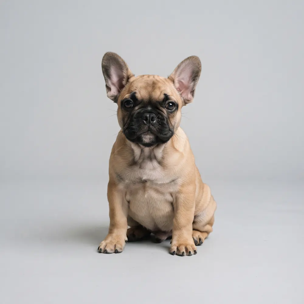 Illustration of a French Bulldog: fawn coat. Not a photograph of a puppy for sale.
