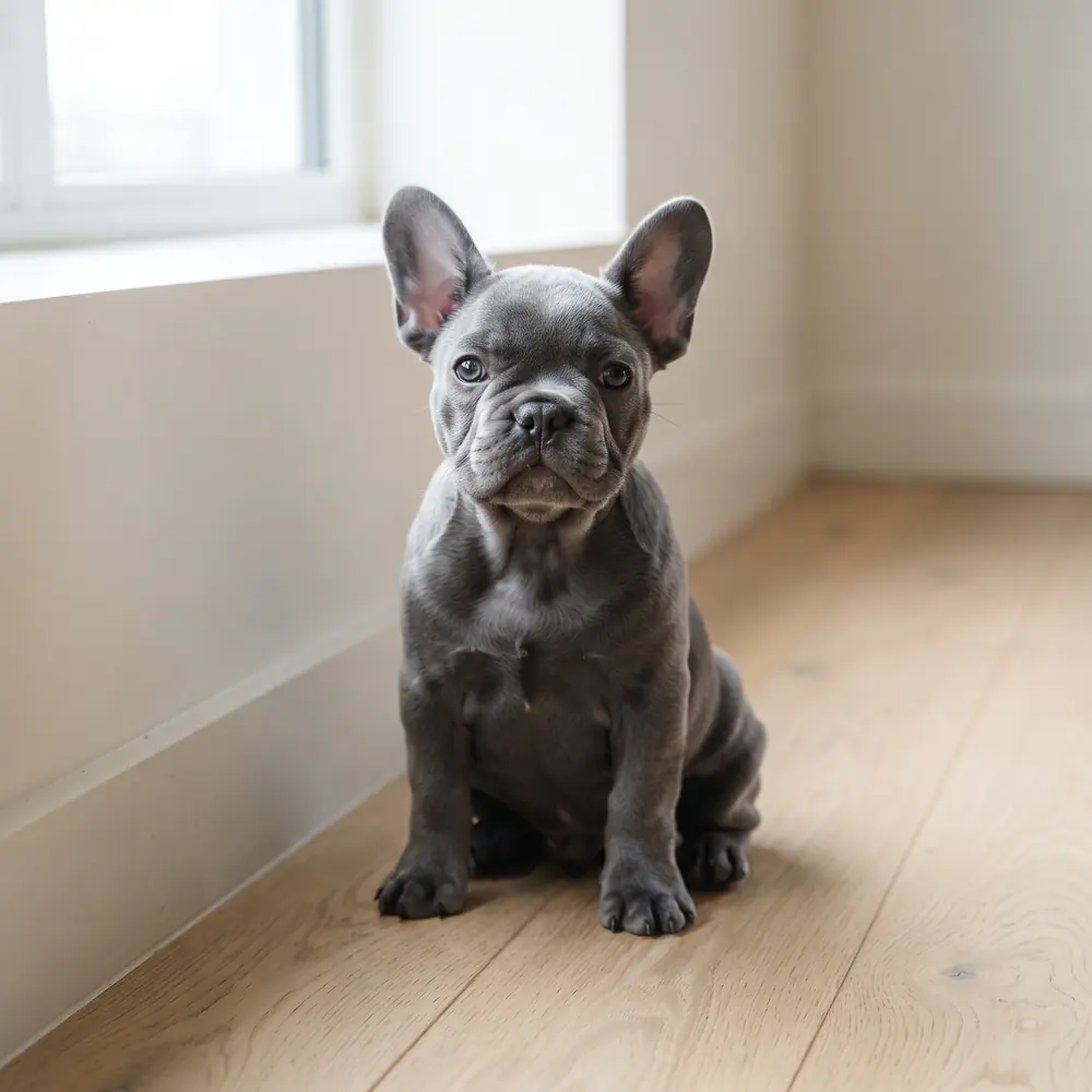 Illustration of a French Bulldog: blue coat. Not a photograph of a puppy for sale.