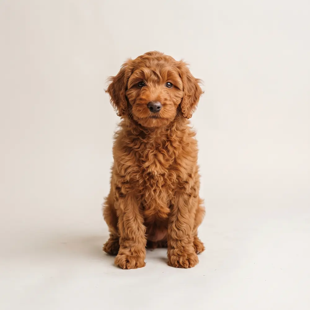 Illustration of a Labradoodle: red coat. Not a photograph of a puppy for sale.