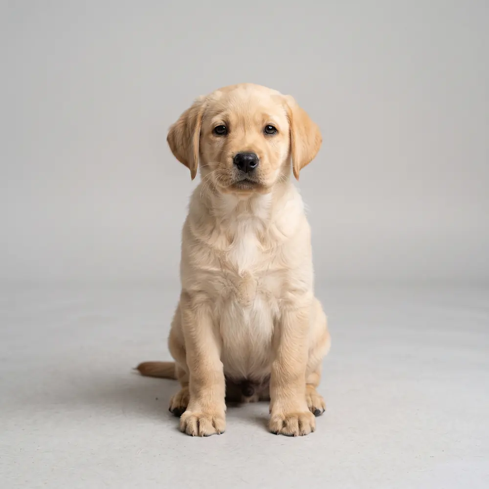 Illustration of a Labrador Retriever: yellow coat. Not a photograph of a puppy for sale.