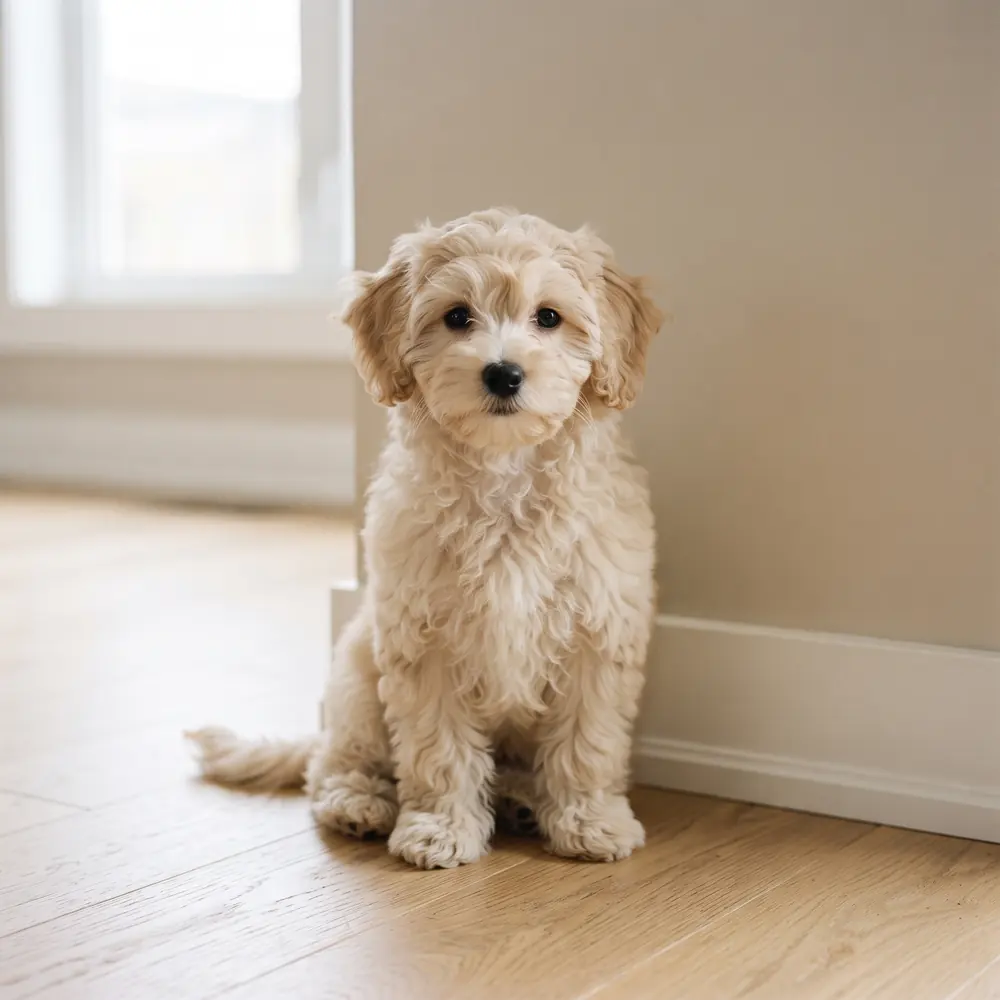 Illustration of a Maltipoo: cream coat. Not a photograph of a puppy for sale.