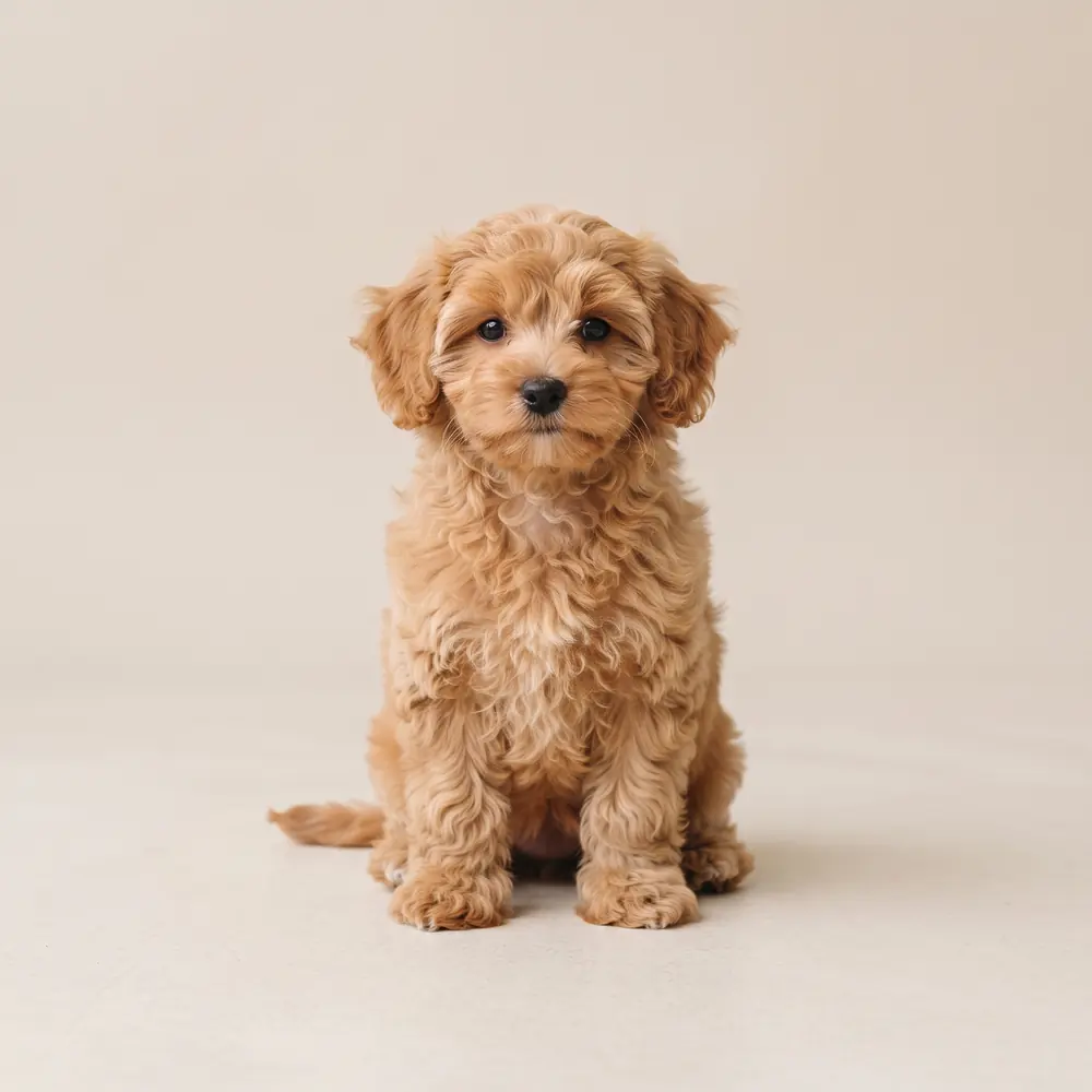 Illustration of a Maltipoo: apricot coat. Not a photograph of a puppy for sale.