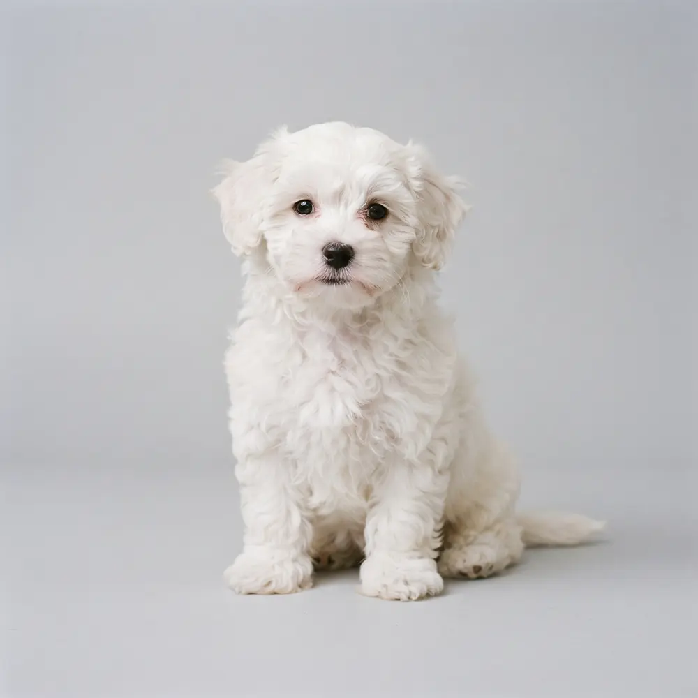 Illustration of a Maltipoo: white coat. Not a photograph of a puppy for sale.