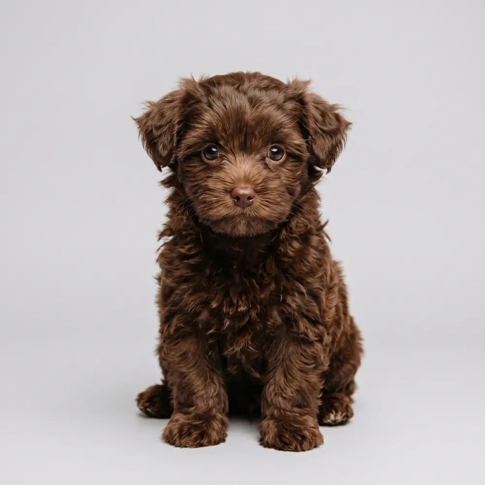Illustration of a Morkie: chocolate coat. Not a photograph of a puppy for sale.