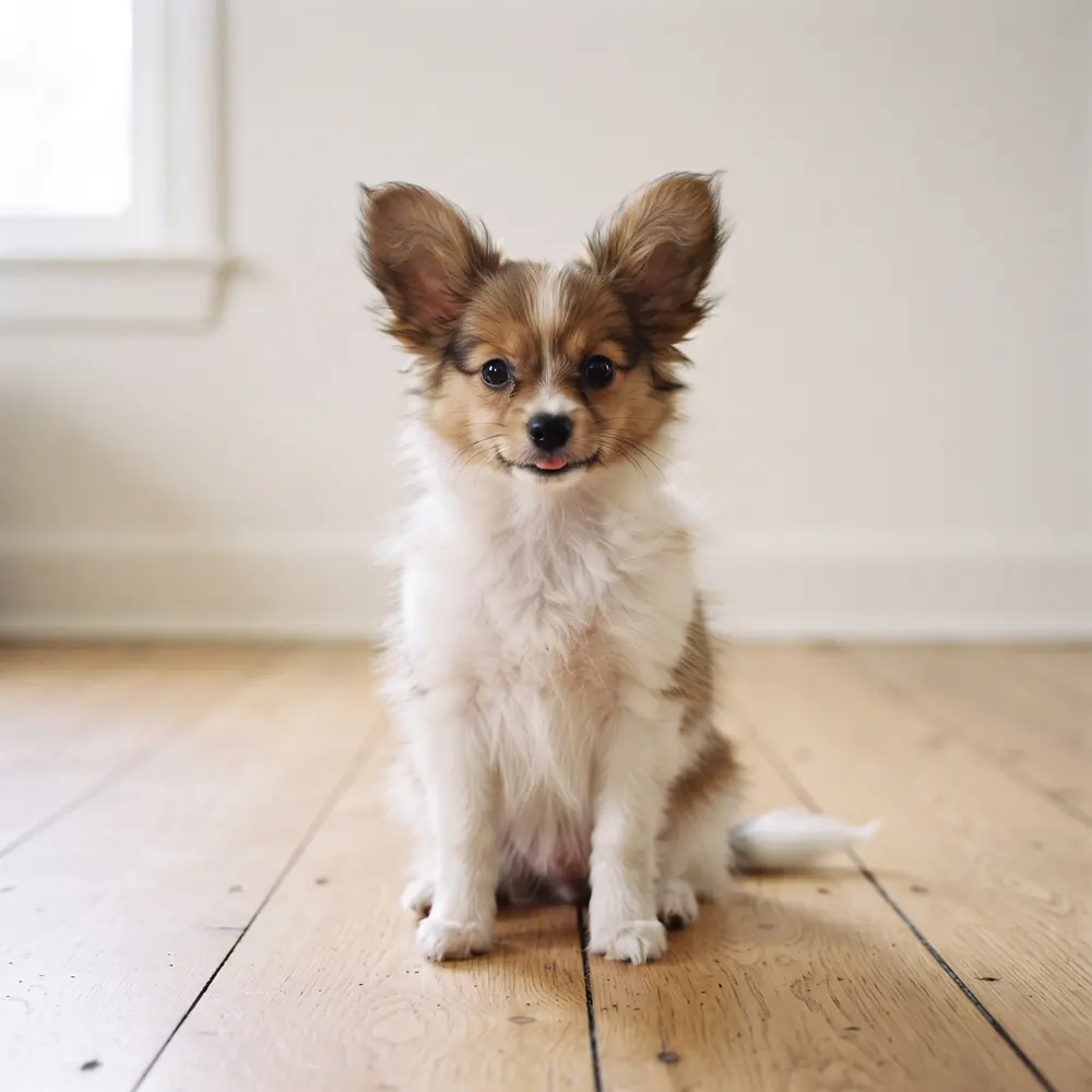 Illustration of a Papillon: sable coat. Not a photograph of a puppy for sale.