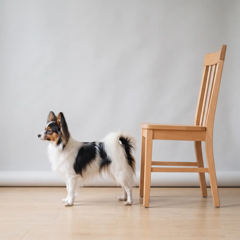 Illustration of a Papillon: grown, about 2–4.5 kg. Not a photograph of a puppy for sale.