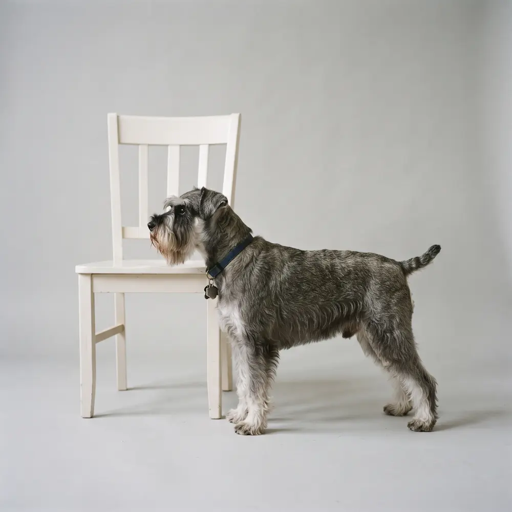 Illustration of a Miniature Schnauzer: grown, about 5–9 kg. Not a photograph of a puppy for sale.
