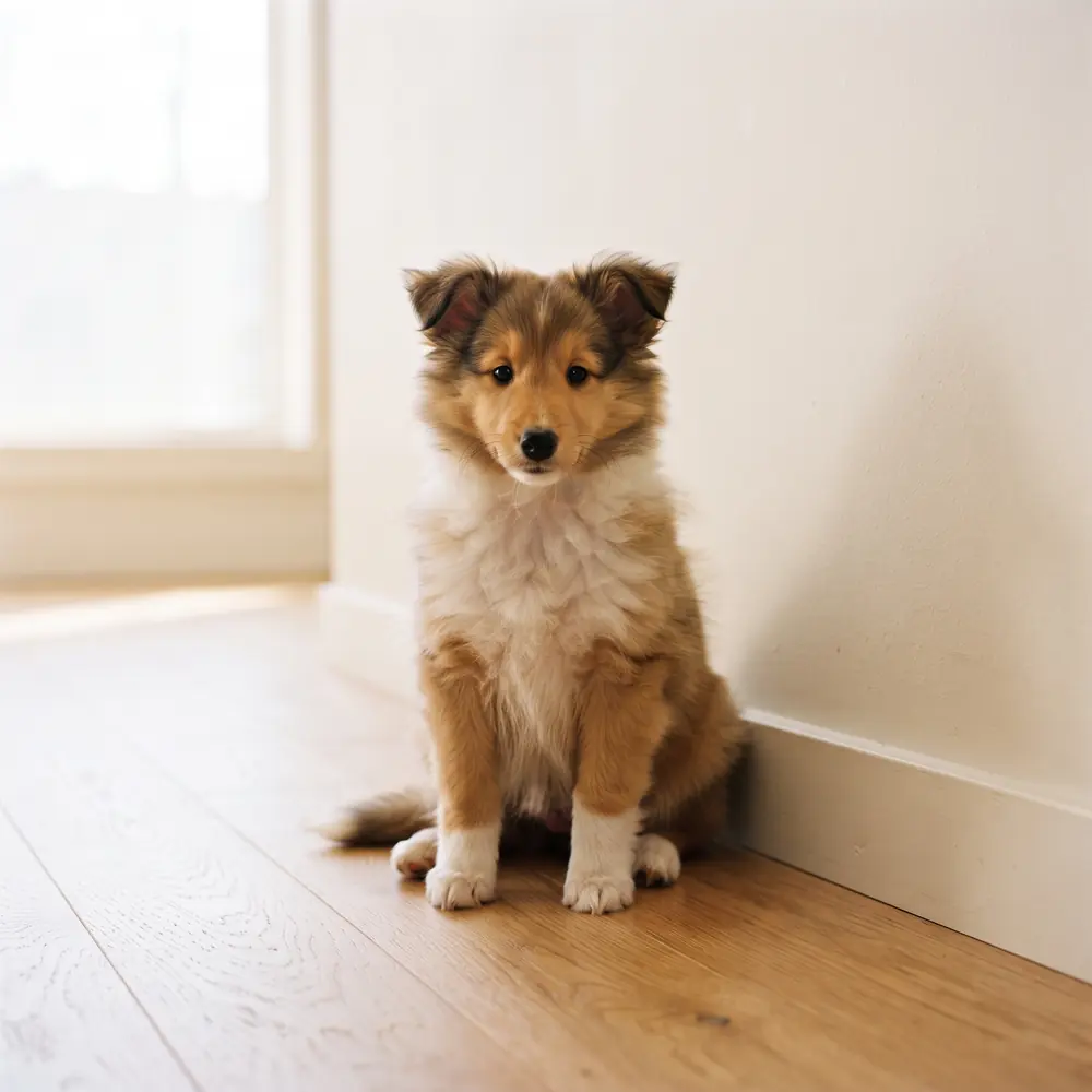 Illustration of a Shetland Sheepdog: sable coat. Not a photograph of a puppy for sale.