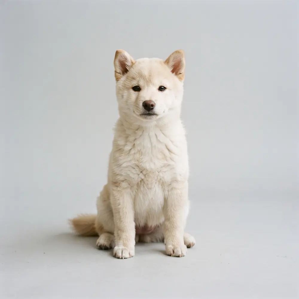 Illustration of a Shiba Inu: cream coat. Not a photograph of a puppy for sale.