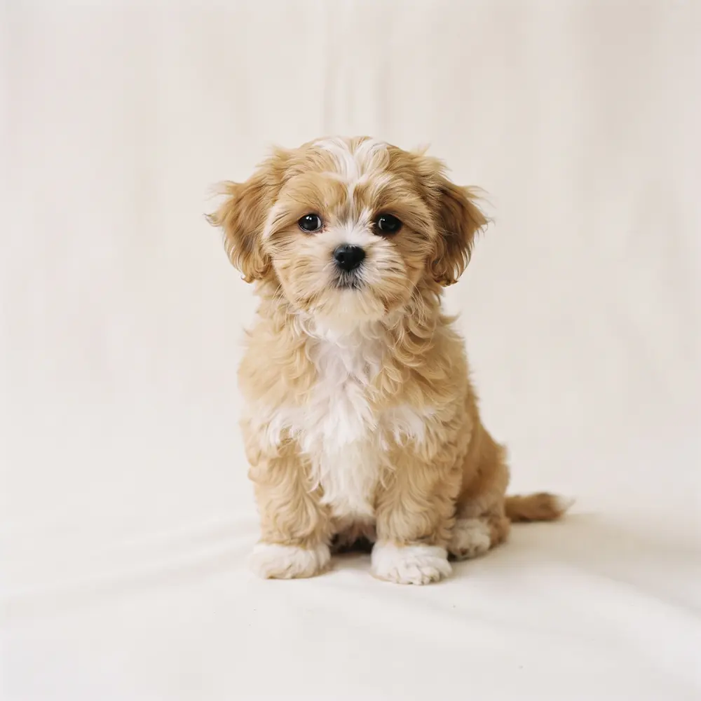Illustration of a Shih Tzu: gold coat. Not a photograph of a puppy for sale.