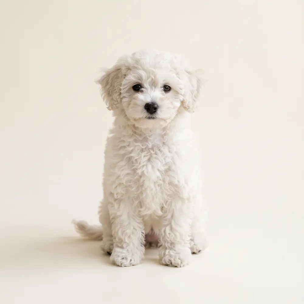 Illustration of a Toy Poodle: white coat. Not a photograph of a puppy for sale.