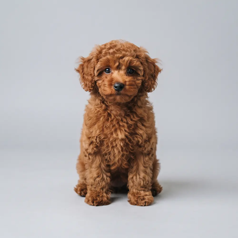 Illustration of a Toy Poodle: red coat. Not a photograph of a puppy for sale.