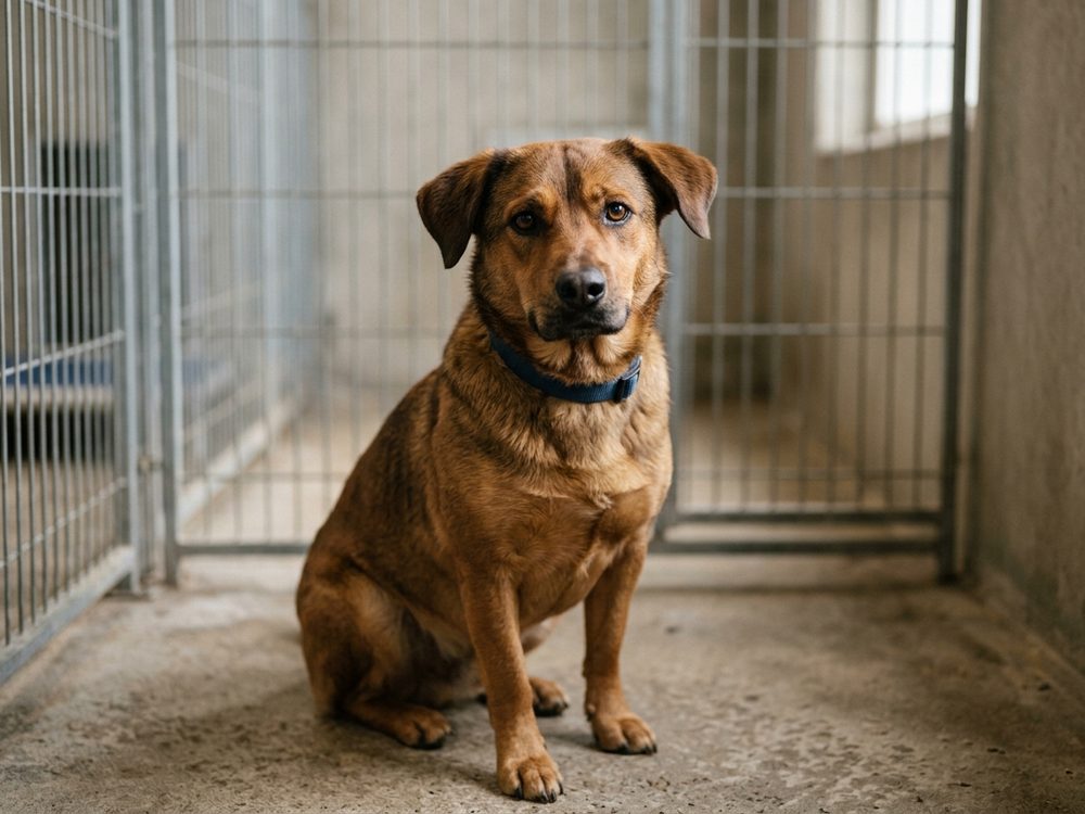 Rescue dog at a Singapore shelter